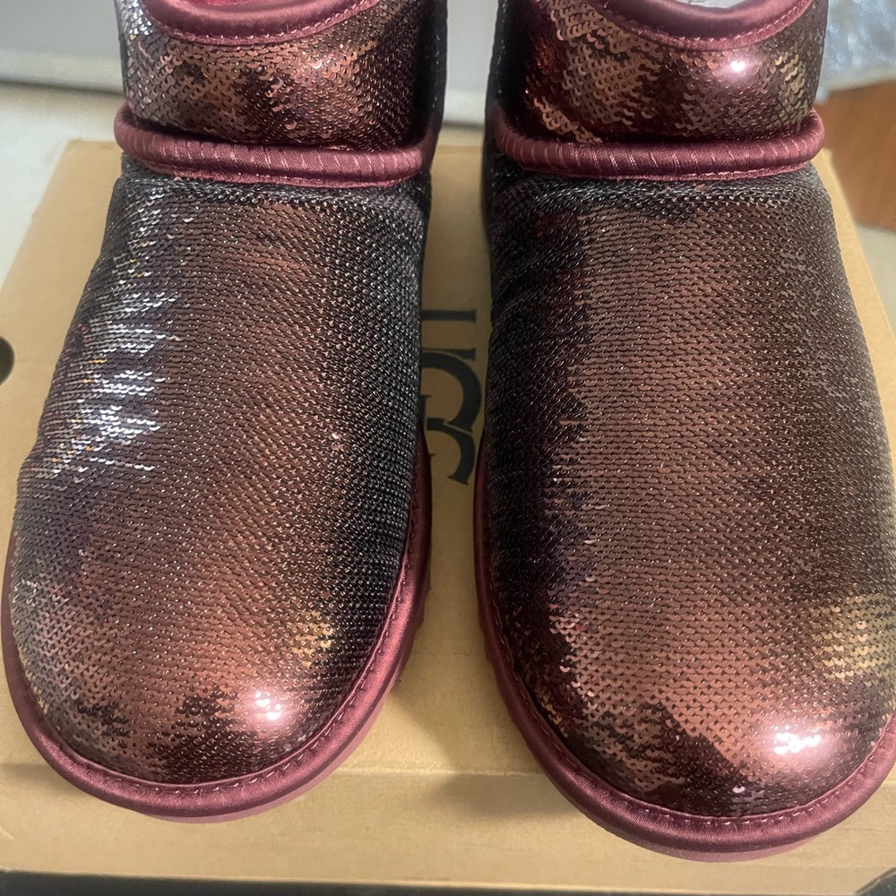 UGG Sequin Boots in Shimmering Burgundy